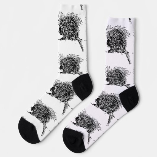 Süßer borstiger Igel Donnerbucht Socken (Linkes Detail)
