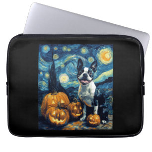 Süßer Boston Terrier Hund Halloween Jack O Lantern Laptopschutzhülle
