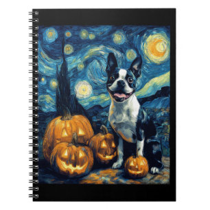 Süßer Boston Terrier Hund Halloween Jack O Lantern Notizblock