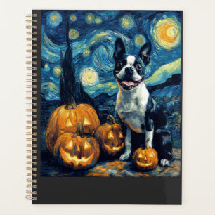 Süßer Boston Terrier Hund Halloween Jack O Lantern Planer