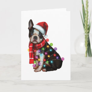 Süßer Boston Terrier Hund Lustige Weihnachtsgesche Karte
