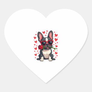 Süßer Boston Terrier in Brille Rose Valentinstag Herz-Aufkleber