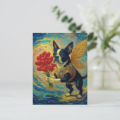 Süßer Boston Terrier mit Herzen Postkarte (Stehend Vorderseite)