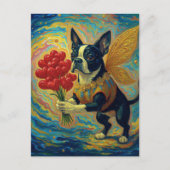 Süßer Boston Terrier mit Herzen Postkarte (Vorderseite)