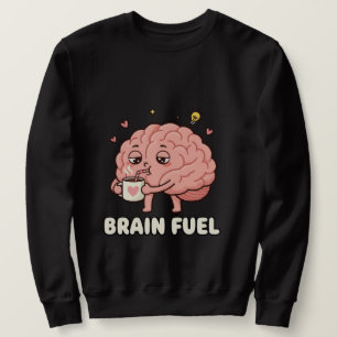 Süßer Brain Fuel Kaffee Cartoon Sweatshirt