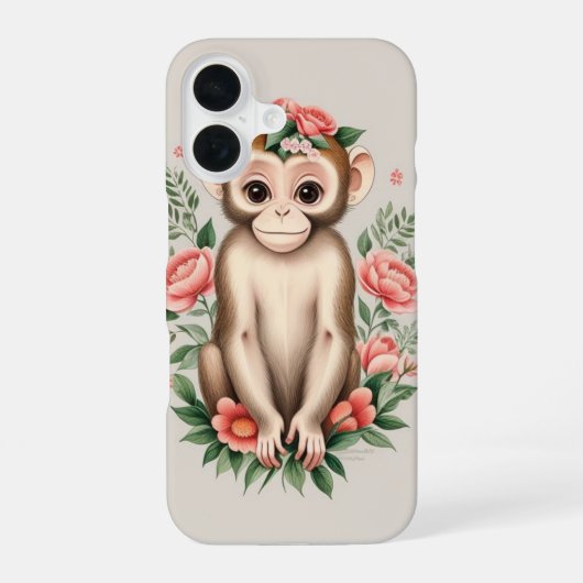 Süßer brauner Affe iPhone 16 Hülle (Rückseite)