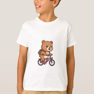 Süßer brauner Bär beim Radfahren Rucksack Kinder T-Shirt