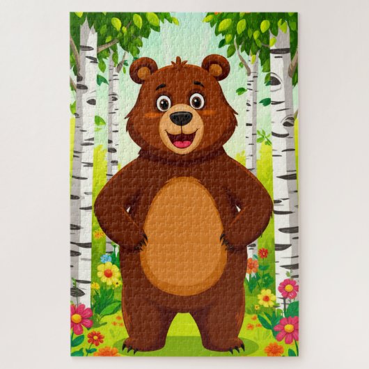 Süßer Brauner Bär Cartoon Puzzle (Vertikal)