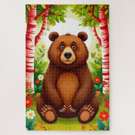 Süßer Brauner Bär Cartoon Puzzle (Vertikal)