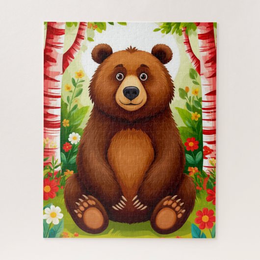 Süßer Brauner Bär Cartoon Puzzle (Vertikal)