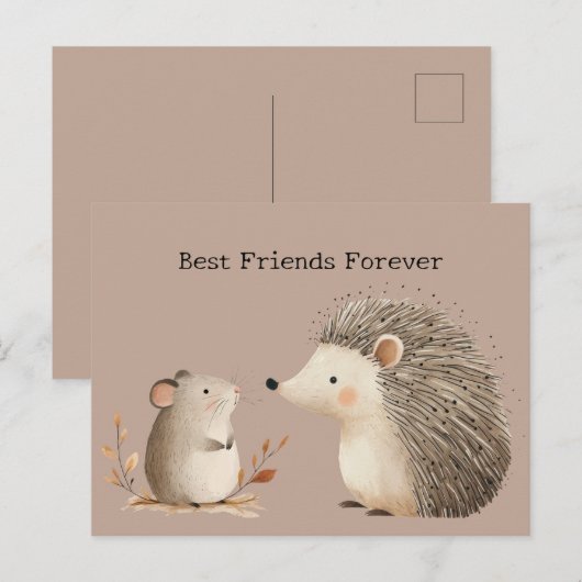 Süßer Brauner Creme Igel Maus Postkarte (Vorne/Hinten)