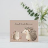 Süßer Brauner Creme Igel Maus Postkarte (Stehend Vorderseite)
