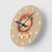 Süßer brauner Löwe Runde Wanduhr (Winkel)