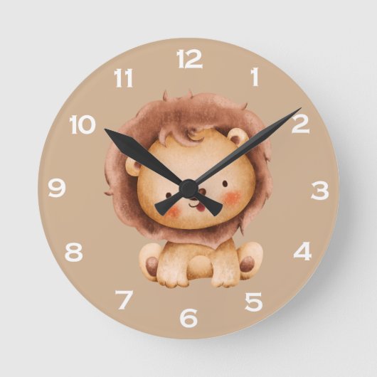 Süßer brauner Löwe Runde Wanduhr (Vorderseite)