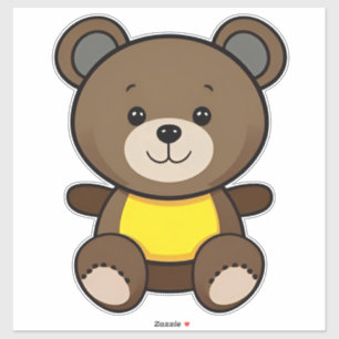 Süßer brauner Teddybär Cartoon Aufkleber