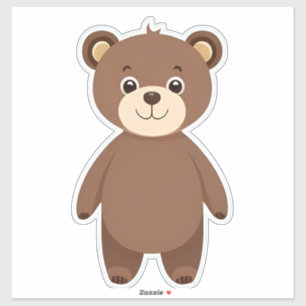 Süßer brauner Teddybär Cartoon Aufkleber