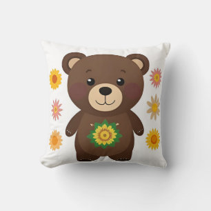 Süßer brauner Teddybär Cartoon Kissen