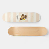 Süßer brauner Teddybär mit gelbem Honig Skateboard (Horizontal)