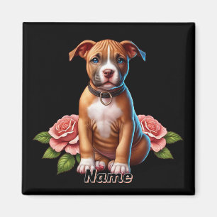 Süßer brauner Welpe mit Rosen Magnet