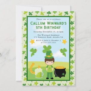 Süßer braunhaariger Junge St. Patrick's Kindergebu Einladung