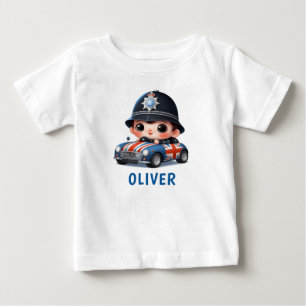 Süßer britischer Polizeijunge fährt  Baby T-shirt