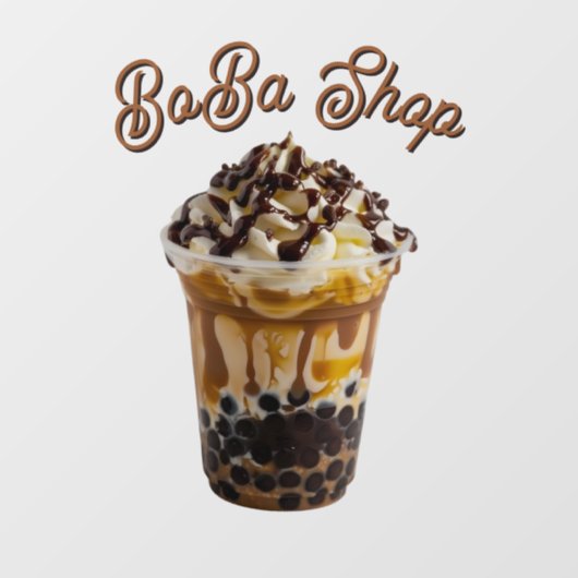 Süßer Bubble Tea, Boba-Tee Fensteraufkleber (Blatt)