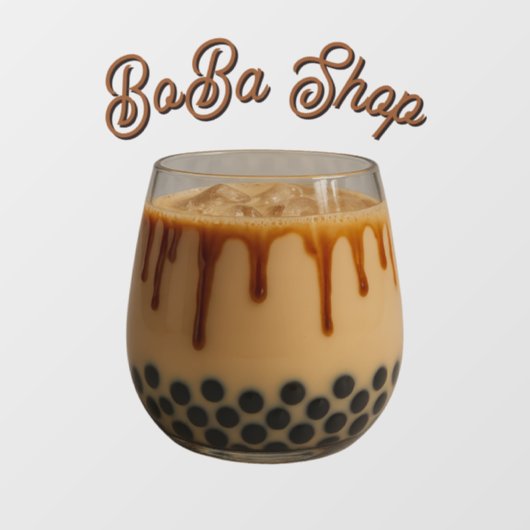 Süßer Bubble Tea, Boba-Tee Fensteraufkleber (Blatt)