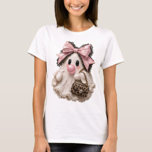 Süßer Bubblegum-Geist Halloween Rosa Schleife T-Shirt