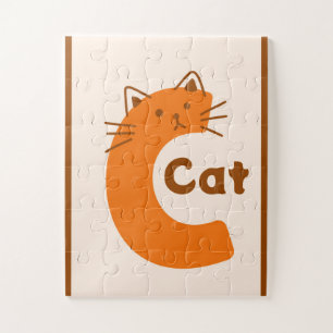 Süßer Buchstabe "C" Katzen-Alphabet-Kunst-Druck Puzzle