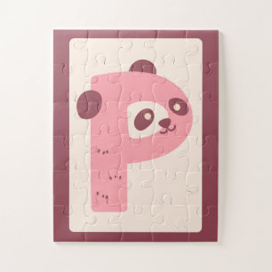 Süßer Buchstabe "P" Panda-Alphabet-Kunst-Druck Puzzle