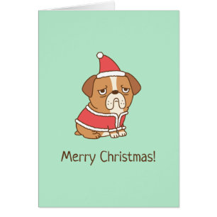 Süßer Bulldog Santa Claus Frohe Weihnachten Gruß
