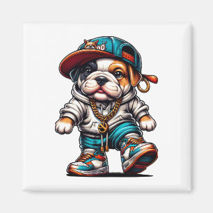 🐶 Süßer Bulldoggen-Welpe Streetwear Cartoon Magnet