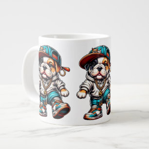 Süßer Bulldoggen-Welpe Streetwear personalisiert Jumbo-Tasse