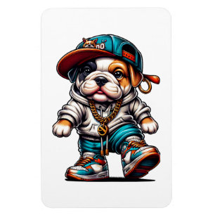 Süßer Bulldoggen-Welpe Streetwear Personalisiert Magnet