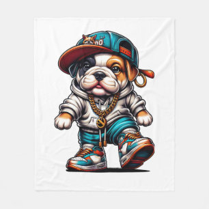 Süßer Bulldoggen-Welpen-Streetwear-Cartoon Fleecedecke