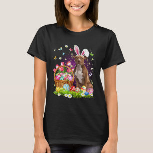 Süßer Bunny Pitbull Hund Ostereier Korb Ostern T-Shirt