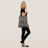 Süßer bunter Blumen-Schädel Tasche (Am Model)