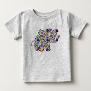 Süßer bunter Blumenbaby-Elefant Baby T-shirt