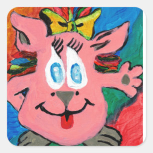 Süßer bunter Charakter-Sticker Quadratischer Aufkleber