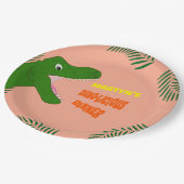 Süßer bunter Dinosaurier 5./Jeder Geburtstag Pappteller (Schrägansicht)