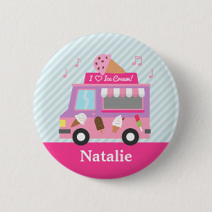 Süßer Bunter Eiscreme-Wagen Für Mädchen Button