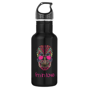 Süßer bunter Liebhaber-Totenkopf Edelstahlflasche