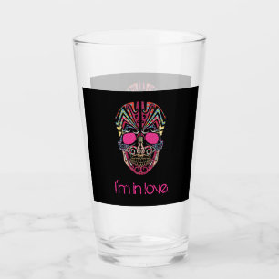 Süßer bunter Liebhaber-Totenkopf Glas