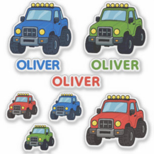 Süßer Bunter Monstertruck Kinder Name Aufkleber