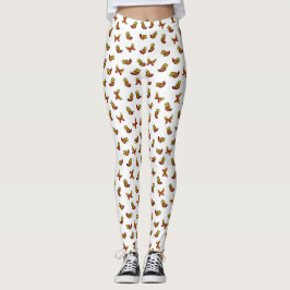 Süßer, bunter Schmetterlingsdruck auf Weiß Leggings