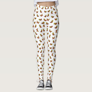 Süßer, bunter Schmetterlingsdruck auf Weiß Leggings