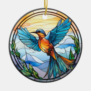 Süßer Buntglas-Blauervogel Keramik Ornament