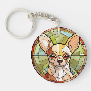 Süßer Buntglas-Chihuahua-Hund Schlüsselanhänger