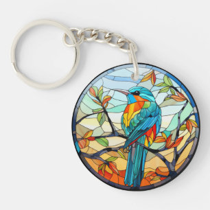 Süßer Buntglas-Eisvogel Schlüsselanhänger
