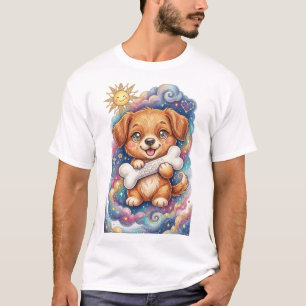 Süßer Buntstift-Welpe mit Knochen – Whimsical St T-Shirt